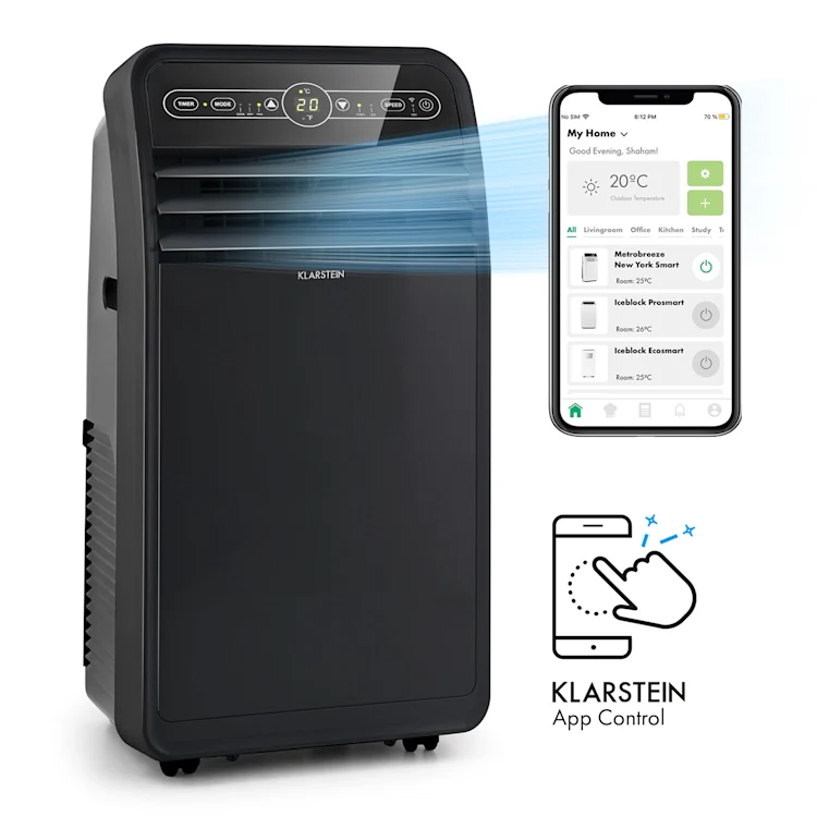 کولر گازی پرتابل هوشمند کلارشتاین آلمان مدل klarstein Metrobreeze New York Smart - کنترل WiFi و عملکرد 3 در 1 رنگ مشکی